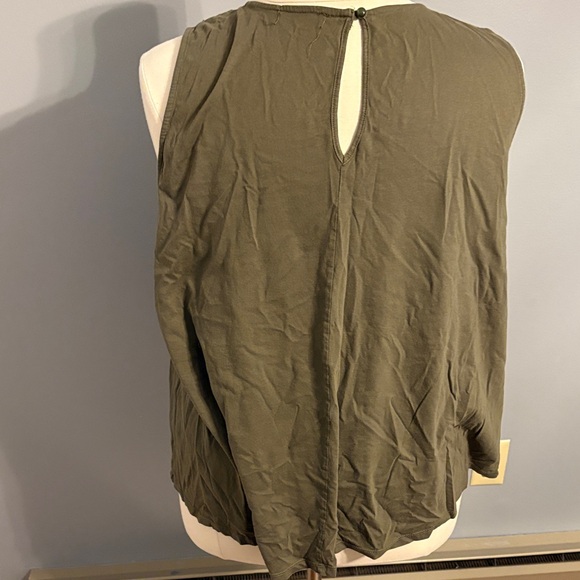 Lane Bryant Olive Crochet Yoke Sleeveless Tank - Picture 4 of 6
